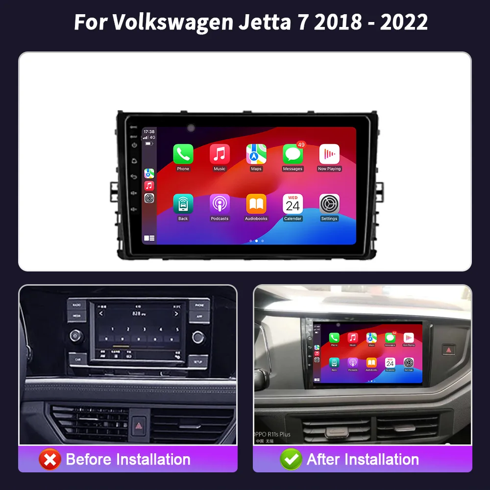 Android 14 Carplay Auto dla Volkswagen Jetta 7 2018-2022 Radio samochodowe Multimedia GPS Autoradio Odtwarzacz wideo WIFI + 4G