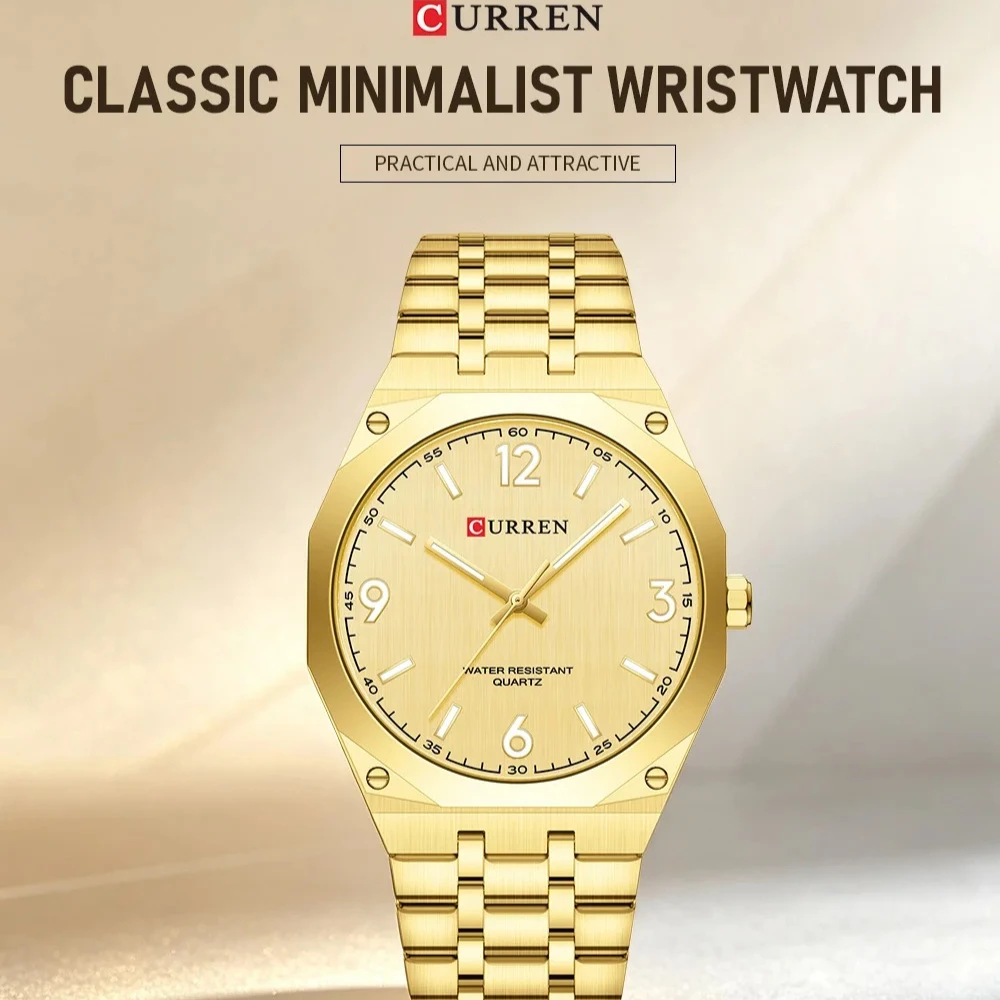 CURREN 8504 New Men Watches Stainless Steel Strap Casual Male Quartz Sports Wristwatch waterproof minimalist business wristwatch
