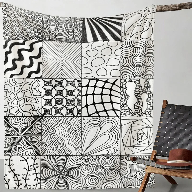 Art Sketch Throw DIY blanket Decorative Owl Mandala Floral Pattern Blanket Soft Flannel Throw Blanket Coloring Enthusiasts
