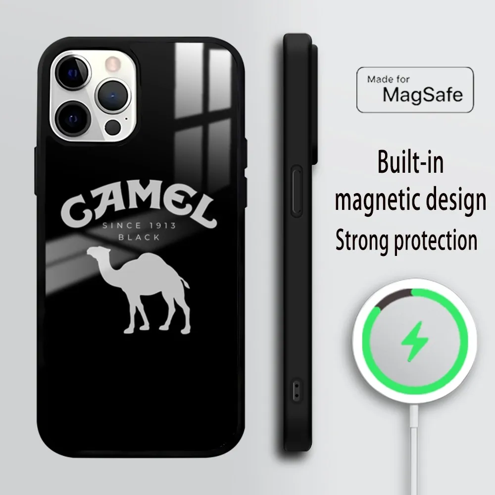 American Classic Cigarette Camel Phone Case For iPhone 16 15 14 13 12 11 Pro Max Plus Mini Mirror Wireless magnetic case