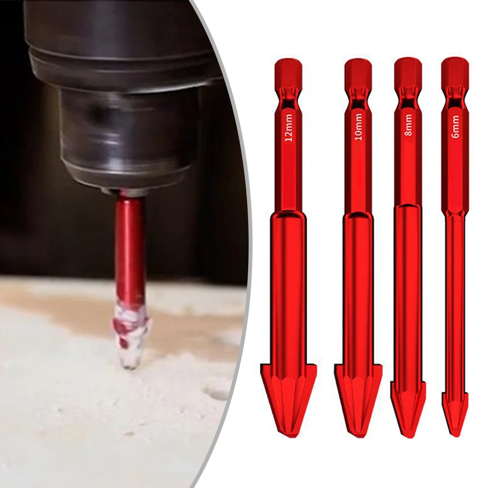 Broca excéntrica de 1/4 Uds., 6-12mm, perforación de azulejos de vidrio, losa de roca, broca triangular, vástago hexagonal para perforación de cerámica, plástico y madera