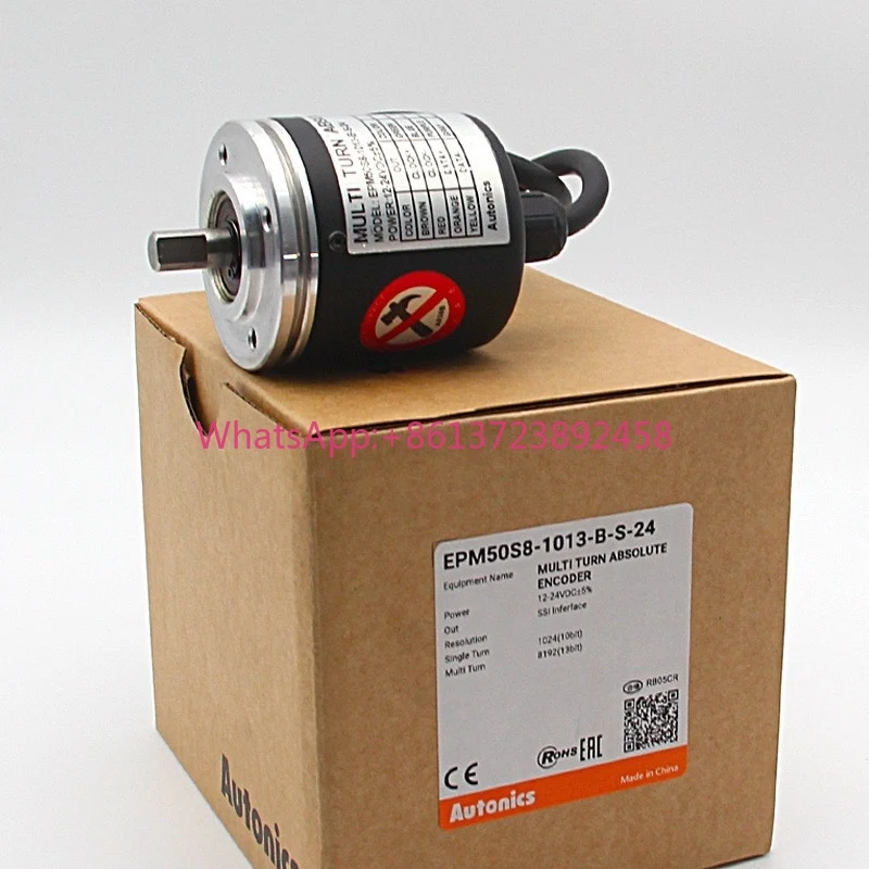 Autonix multi-turn absolute encoder, EPM50S8-1013-B-S-24, outer longitude 50mm, shaft diameter 8mm, 13 bits, SSI output (also PN