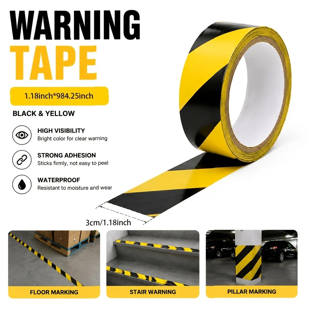 Yellow Warning Tape 1/10 RollS, High-Stick Safety Tape, 2 Bright Colors for Workplace Hazard Areas Halloween Decor