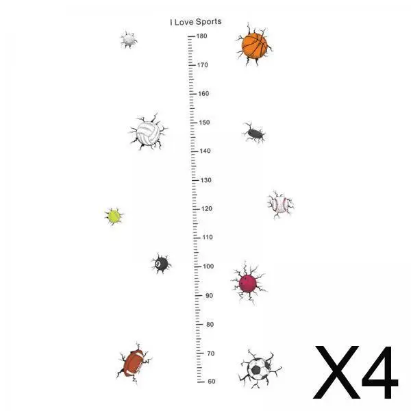 

PVC Growth Height Chart Wall Sticker DIY Self Adhesive Sport Pattern for Nursery Bedroom Height Measurement