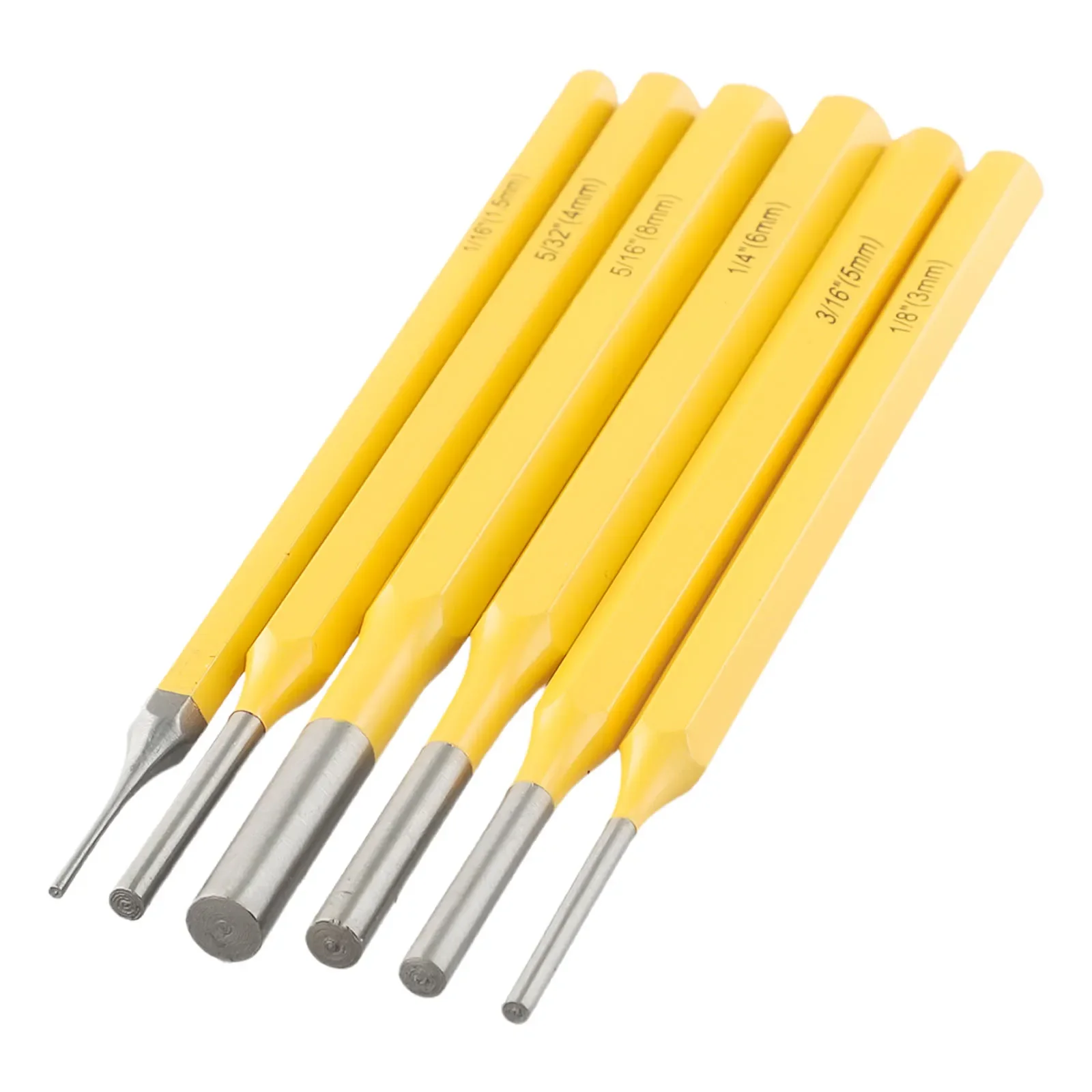 6pcs/set Chisel Cone Punch Cylinder Punch Center Punch Chisel Woodworking Drill Chisel Hole Cetre Pins Metal Stone Punching Tool