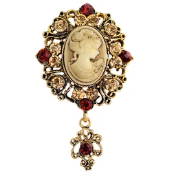 Hot Cameo Victorian Style crystal Wedding Party Women Pendant Brooch Pin