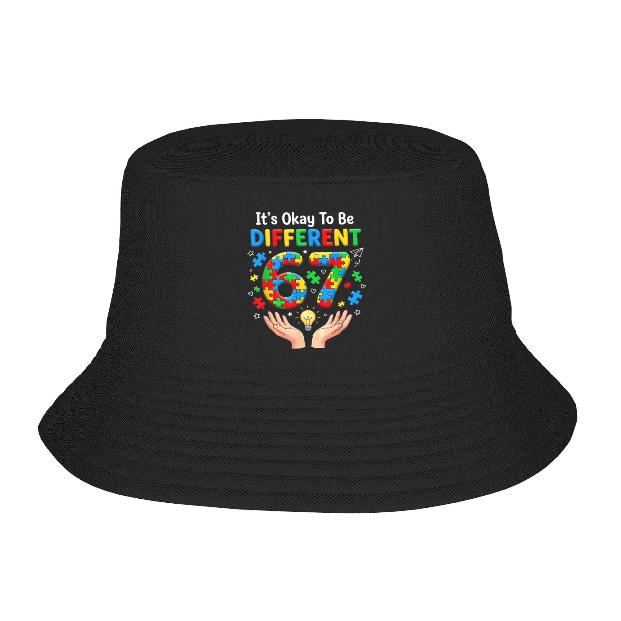 Six Seven Autism Awareness 67 Bucket Hat  Hip Hop Fisherman Caps Soft Fold Vacation Sun Hats For Unisex Vintage Graphic Cap