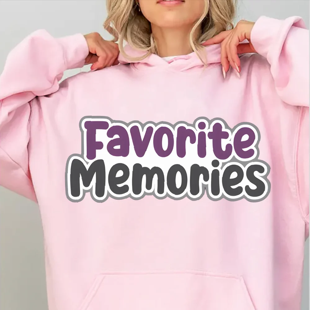 

Hoodie Favorite Memories Graphic Nostalgic Phrase Clothes Y2k Simple Style Soft Fabric Casual Unique Comfortable Fanshion Hoodie
