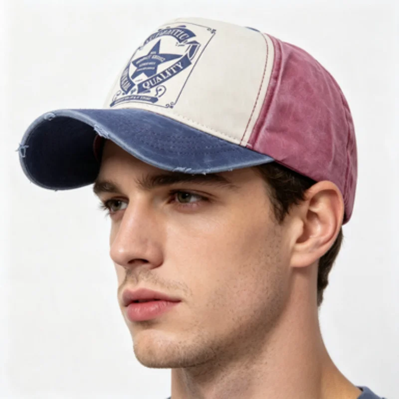 New Unisex Cap Two-color Stitching Washed Cotton Baseball Cap Men & Women Casual Adjustable Bone Hats Outdoor Trucker Hats