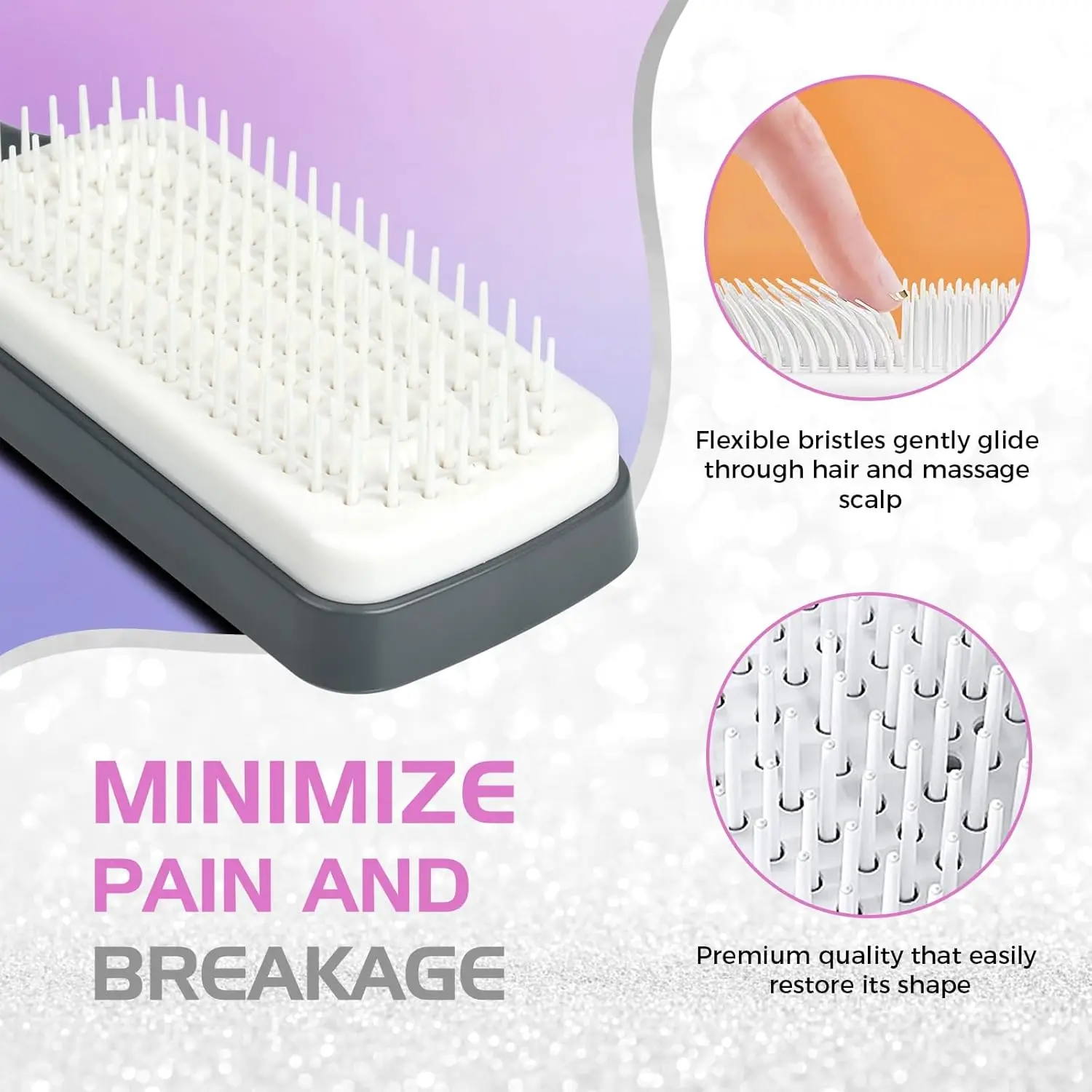 Self-Cleaning Anti-Static Massage Comb Easy Clean Hair Brush with Retractable Bristles, Anti Static Comb Brush for Hair Removal