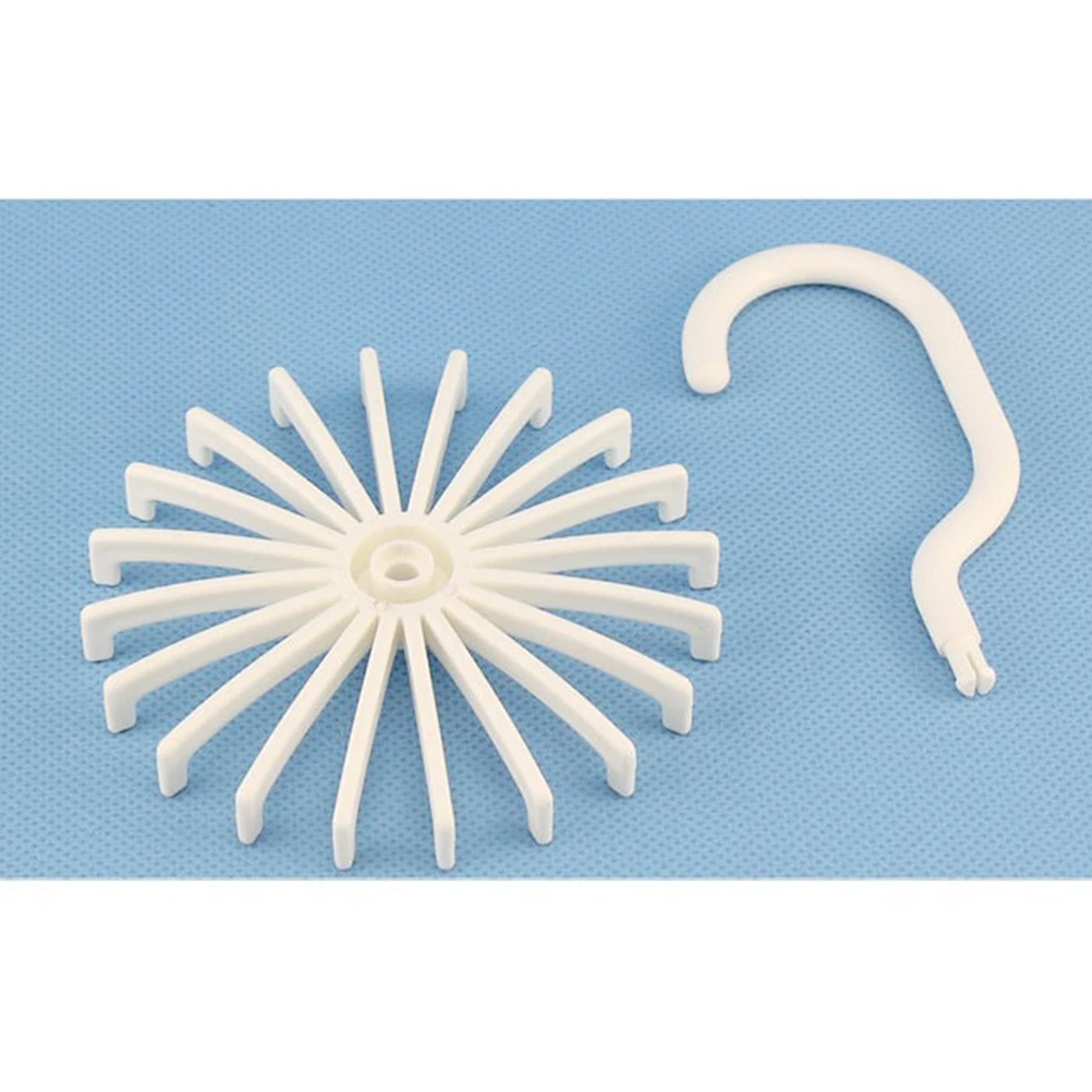 

360 Degree Rotating Hanger Rack White 11X12Cm Space Saving Closet Organizer For 20 Ties Scarves Non-Slip Plastic Tie
