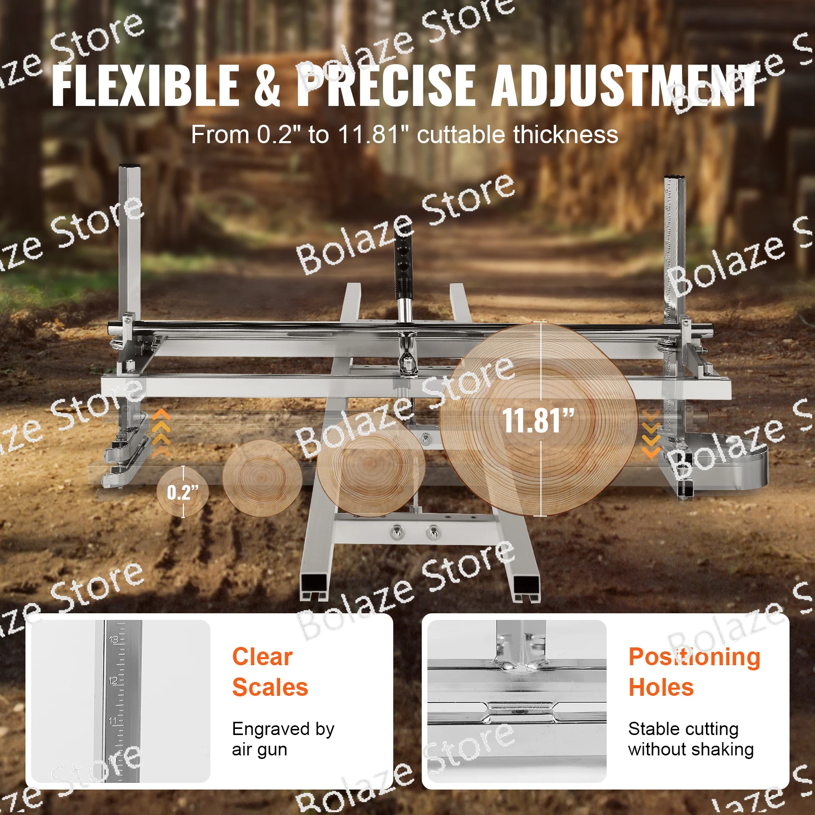 Chainsaw Mill Planking Milling 14-36 Inch Guide Bar Wood Lumber Cutting Portable Sawmill Aluminum Steel Chain Saw Mill