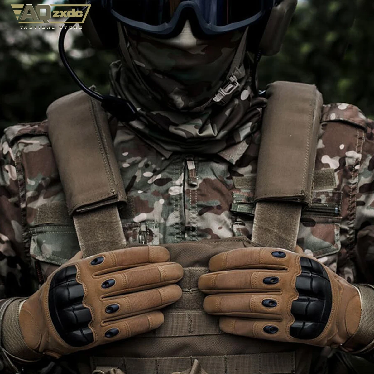 Men'S Outdoor Full Finger Gloves with Glove Buckle & Knuckle Protection Tactical Assault Training Gloves for Riding, Hunting