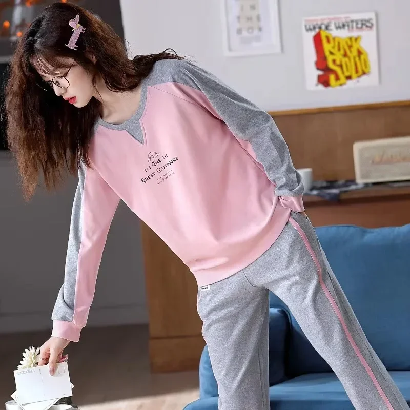 

Women Plus Size Pajamas Long Sleeve 2 Pieces Set Comfortable and Soft Casual Fall Cartoon Solid Color Ladies Sleepwear Homewear