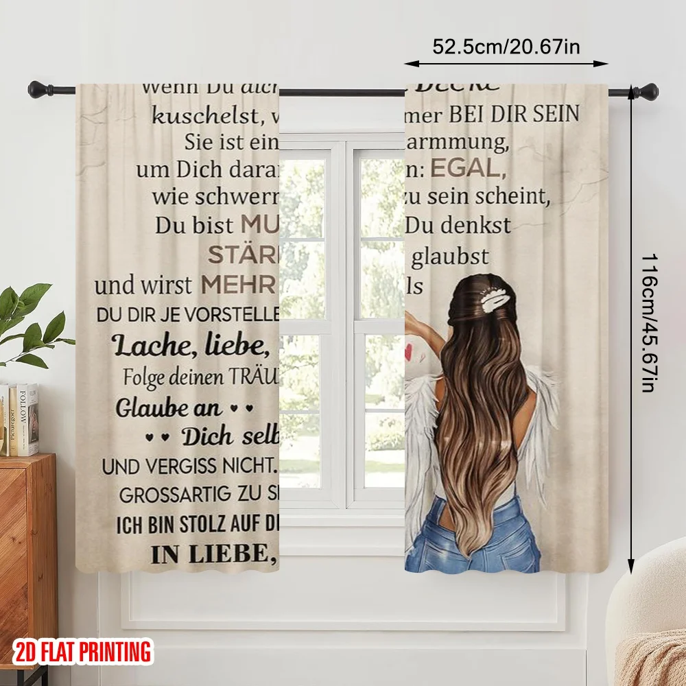 2pcs,2D plane printing Popular Curtains Mothers Love Versatile Polyester (without rod) Festive Perfect for Bedroom Living Room