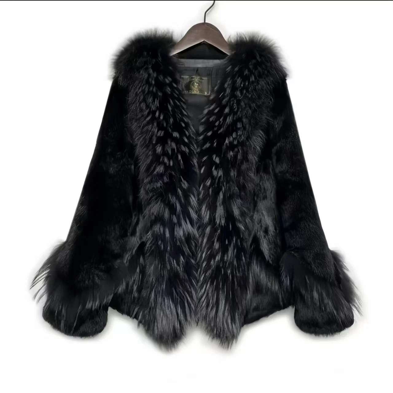 Cappotto in vera pelliccia di coniglio Rex donna autunno inverno giacca corta spessa calda nuovo collo in pelliccia di cane procione elegante tuta sportiva calda femminile