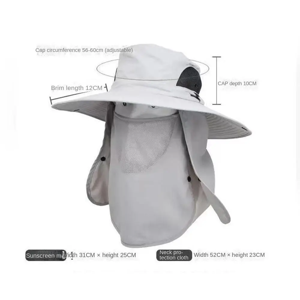 Fishing Hat With Mask Summer Sun Protection Wide Brim Women Men Sun Cap Outdoor Mountaineering Hunting Hiking Sun Hat