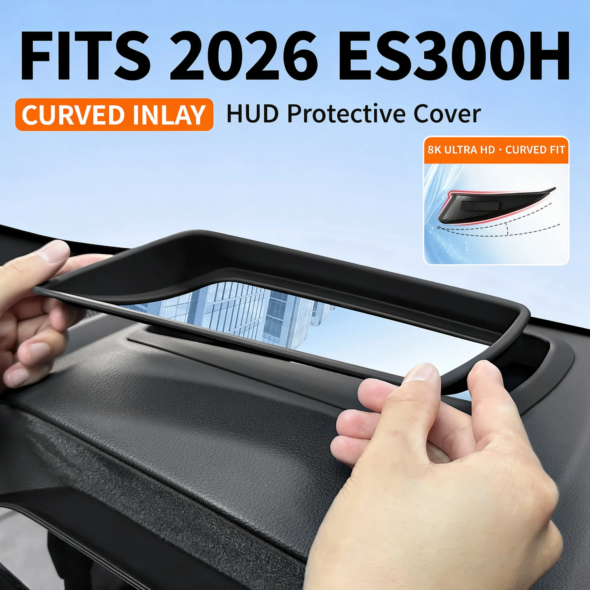 For Lexus ES300h 2026 Left Hand Drive Curved Inset HUD Protective Cover 1:1 Molded No Reflection Car Trim