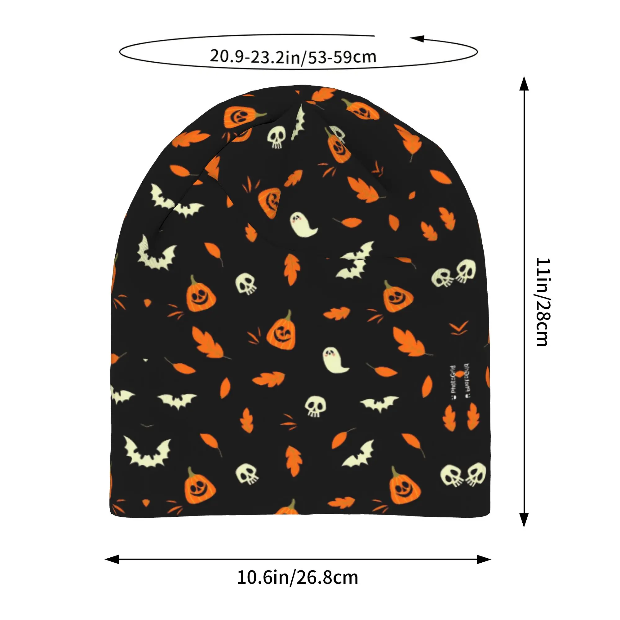 Quick Dry Halloween Ghost Pumpkin Spooky Trick Or Treat Witch Slouchy Beanie for Men Women Sleeping Skull Cap