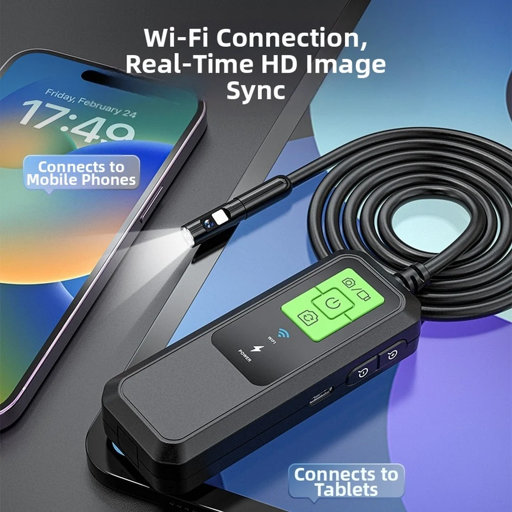 

Pipe Inspection Black 8mm Dual Lens Long Battery Life Inspection Camera Inspection Camera Protective Case Included