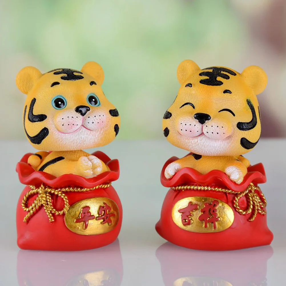 

1Pcs Resin Waving Tiger Bag Ornament Realistic Modeling Home Desktop Car Decoration Lovely Resin Animal Art Home Adornment