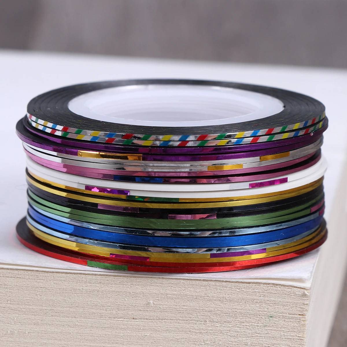 

30 Rolls Silver Thread Striping Tapes for Nail Art Shining Striping Tapes Line Decorations Self Adhesive