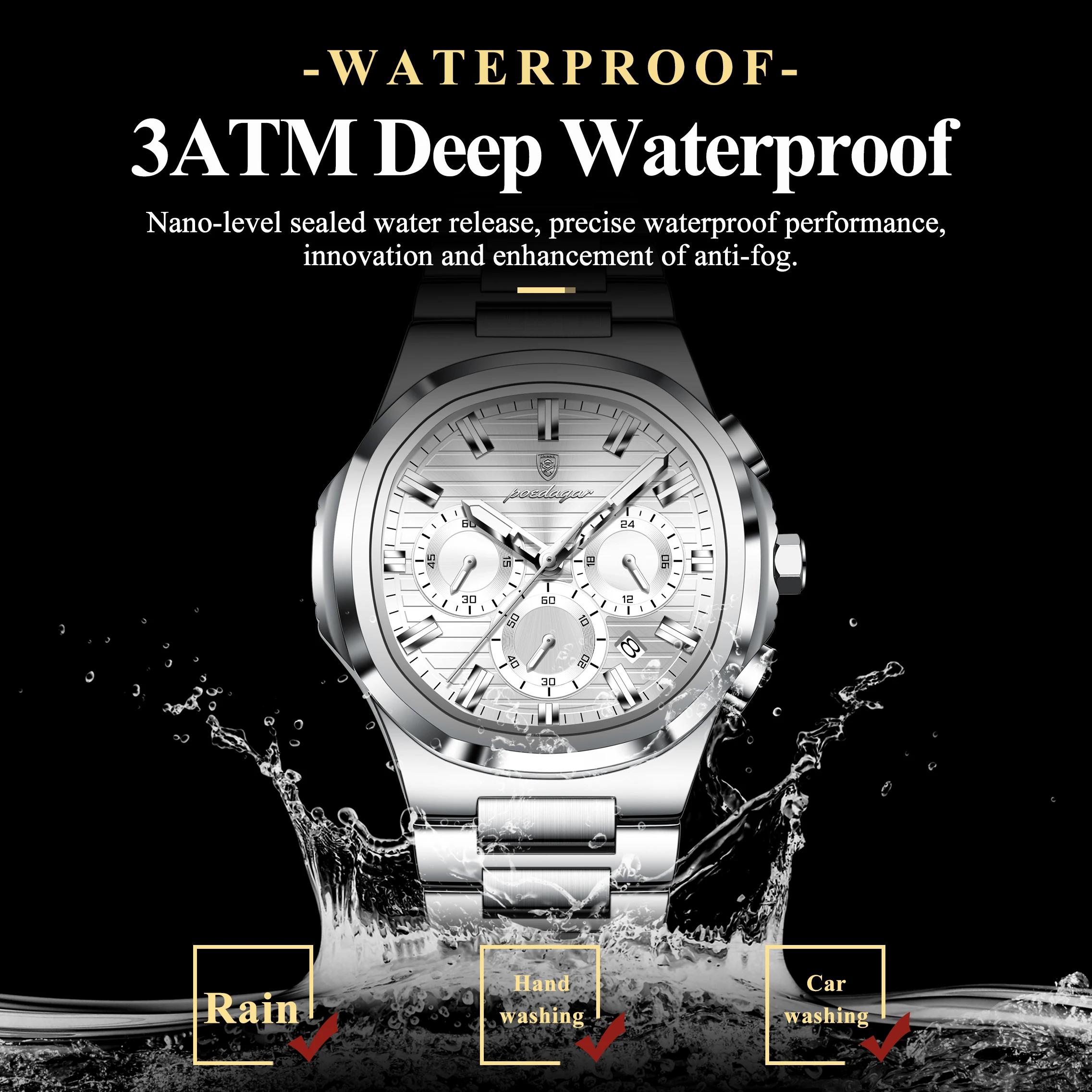 포에다가 패션 쿼츠 남성 손목시계 방수 스테인리스 스틸 - Luxury Watch Under 20000 리뷰 및 가격