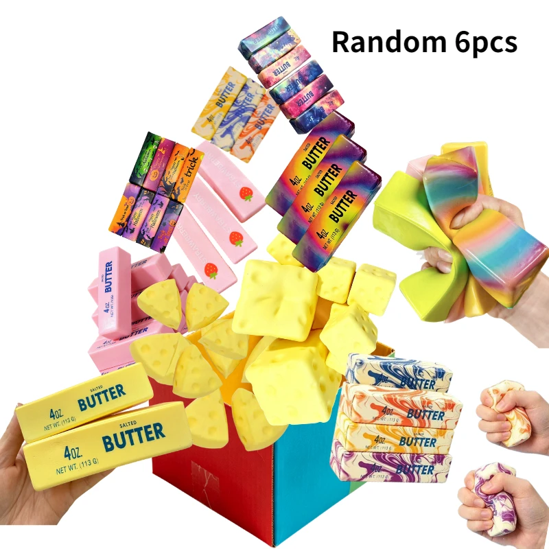 1-12 Stück Quetschbarer Butterstab Fidget-Spielzeug Klebriger Butterstab Langsam Zurückfederndes Stress-Quetschspielzeug Anti-Stress Sensorisches Spielzeug für Erwachsene