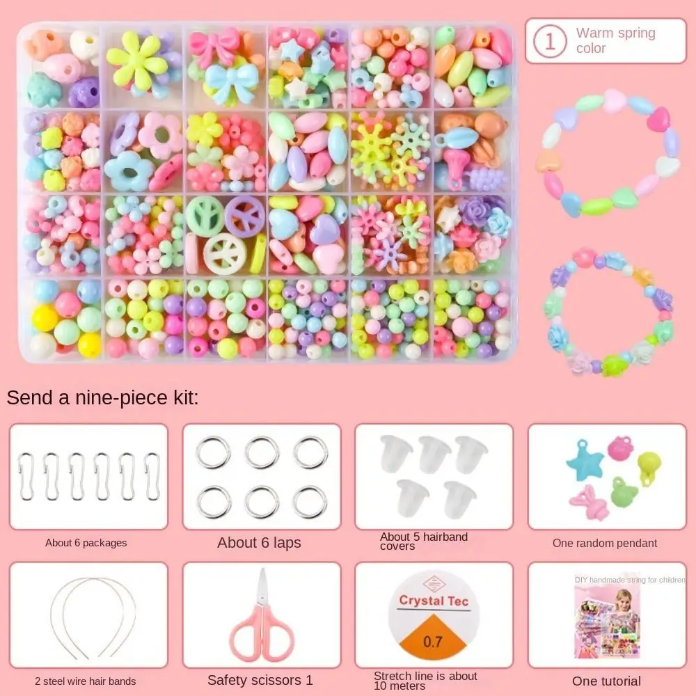 Arts Crafts DIY Handmade Beaded Kit Toy DIY Toy Jewelry Set Kit for Make Bracelets Beads Toys Creative Cute