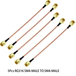 CABLE de extensión Coaxial RG316 de 5 piezas, conector SMA macho a SMA macho, RF, WIFI, 3G, 4G, antena GSM