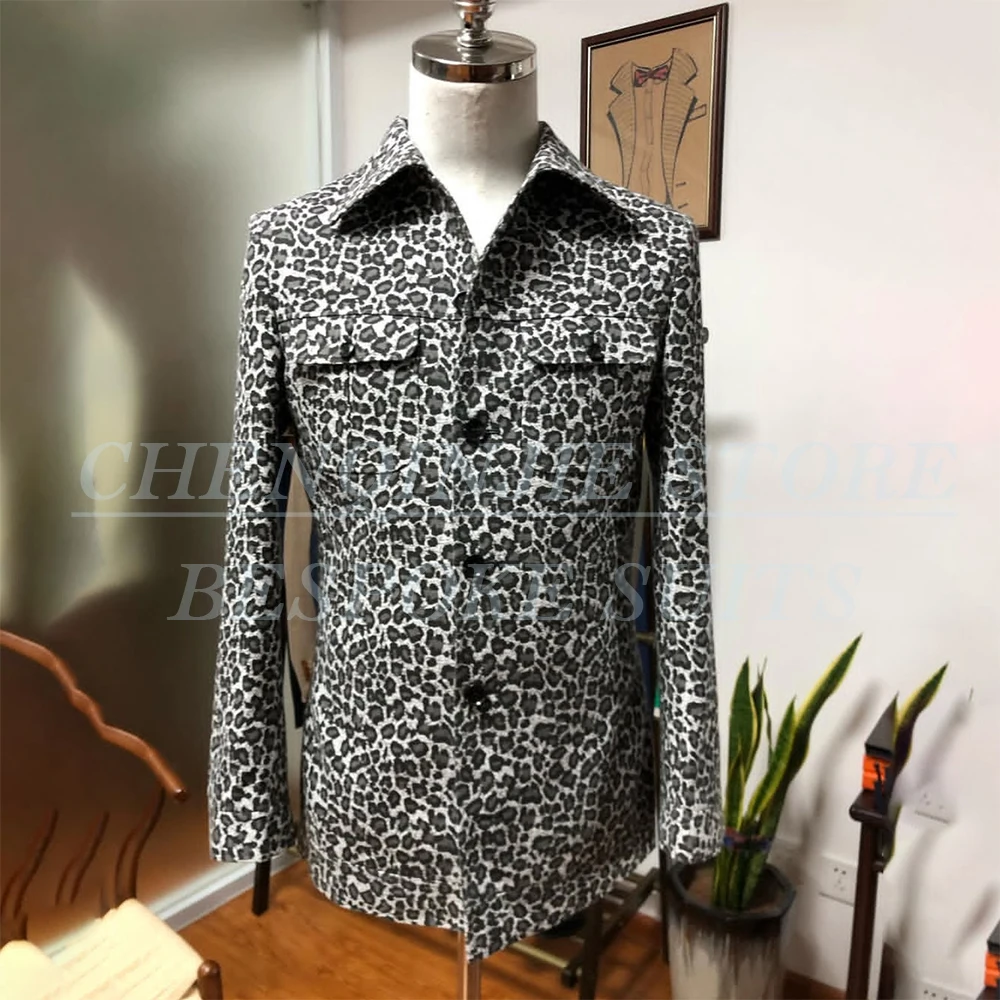 

Safari Men's Suits Leopard Print Single Breasted Stand Lapel Blazer Fashion Chic Daily 2 Piece Jacket Pants Male Clothing 2026