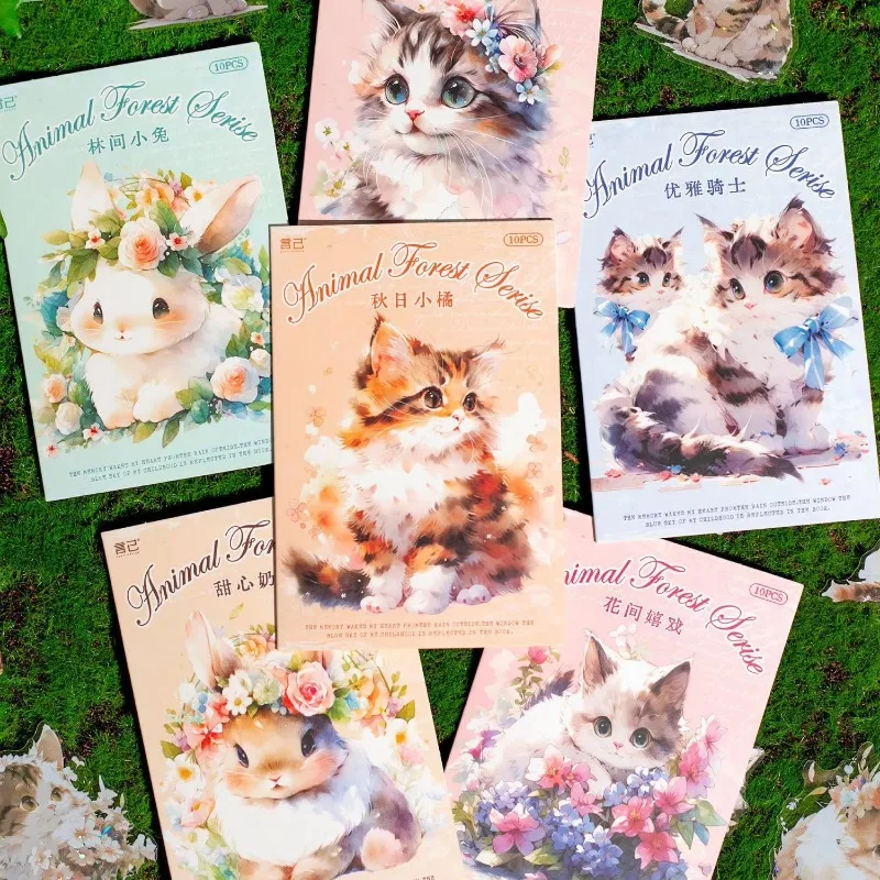 10Pieces PET sticker bag Animal Forest animal handbook decoration materials Supplies Diary Gift Stationery Scrapbook 100x174mm