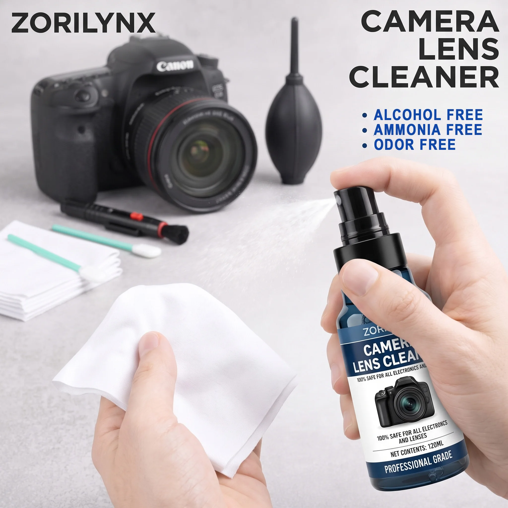 Camera Cleaning Kit 120ml Solution with Air Blower,Lens Pen,Brush,Cloth & Sensor Swabs for DSLR Canon Nikon Sony PC Dust Remover