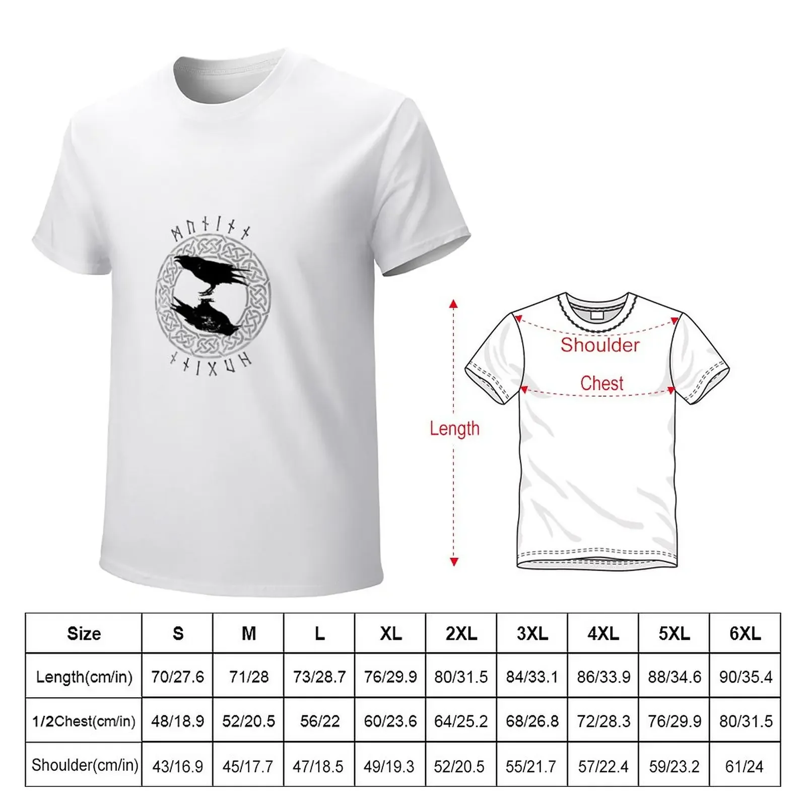 Muninn - mono knotwork T-Shirt vintage clothes graphics korean fashion Men's t-shirt