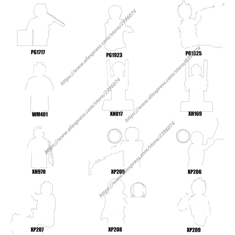 Фигурки-конструкторы PG1717 PG1923 PG1925 WM401 XH017 XH169 XH970 XP205 XP206 XP207 XP208 XP209 Series-054, 1 шт.