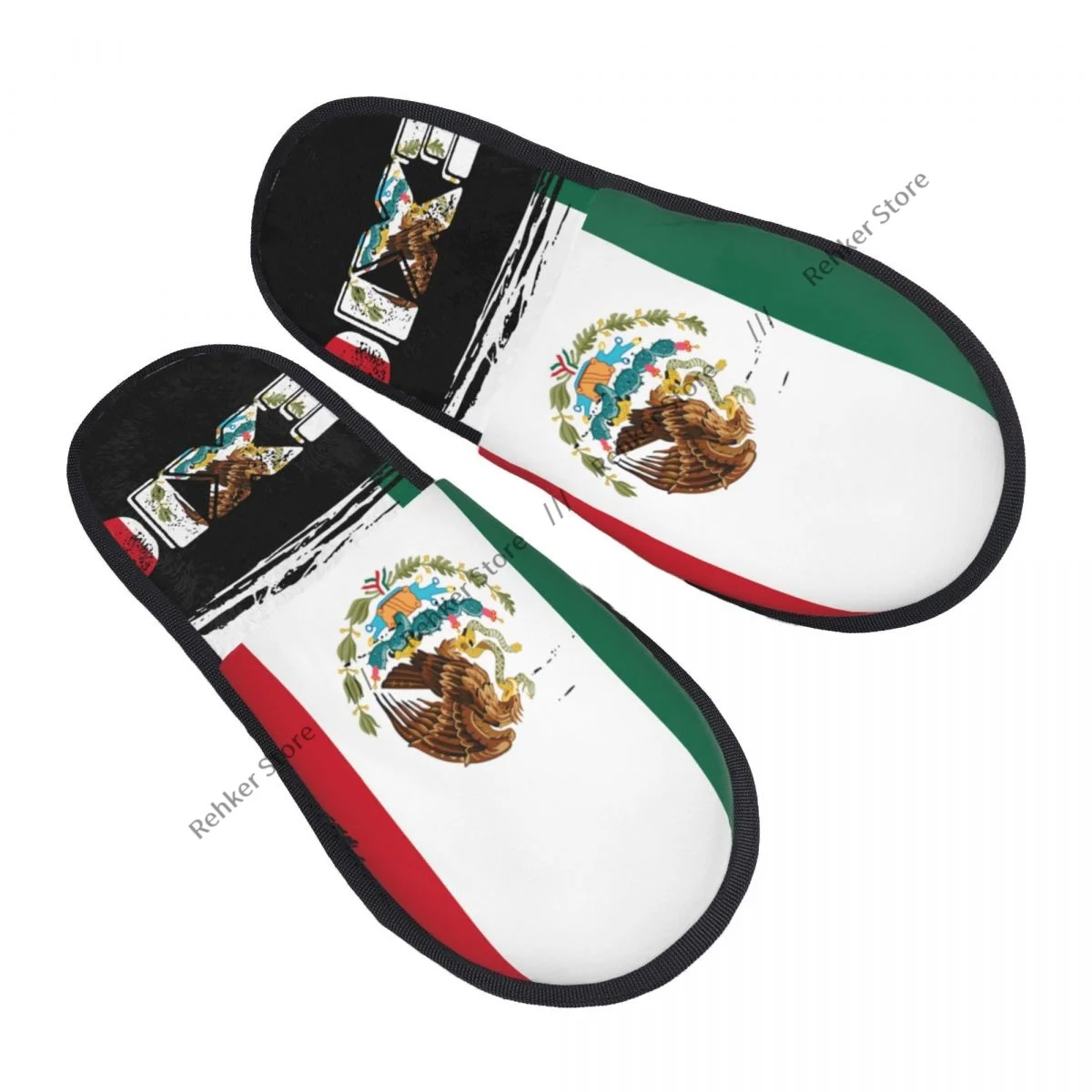 Soft Slippers Vintage Mexico Michoacan Mexican Flag Non-Slip Floor Indoor Home Furry Slippers Shoes For Bedroom