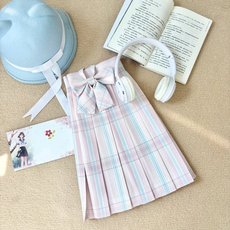 Summer Sweet College Style School Uniform Pleated Skirt Women