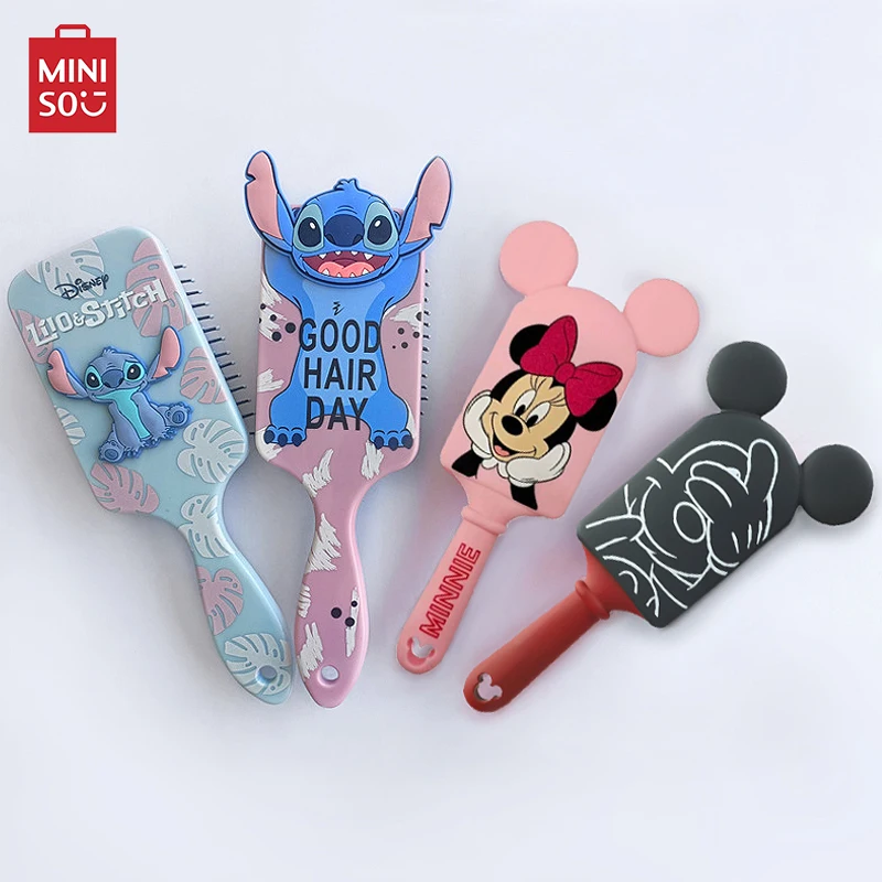 

MINISO Kawaii Stitch Combs Mickey Minnie Mouse 3D Cartoon Air Cushion Massage Comb Women Hair Brush Haircare Hairdressing Tool