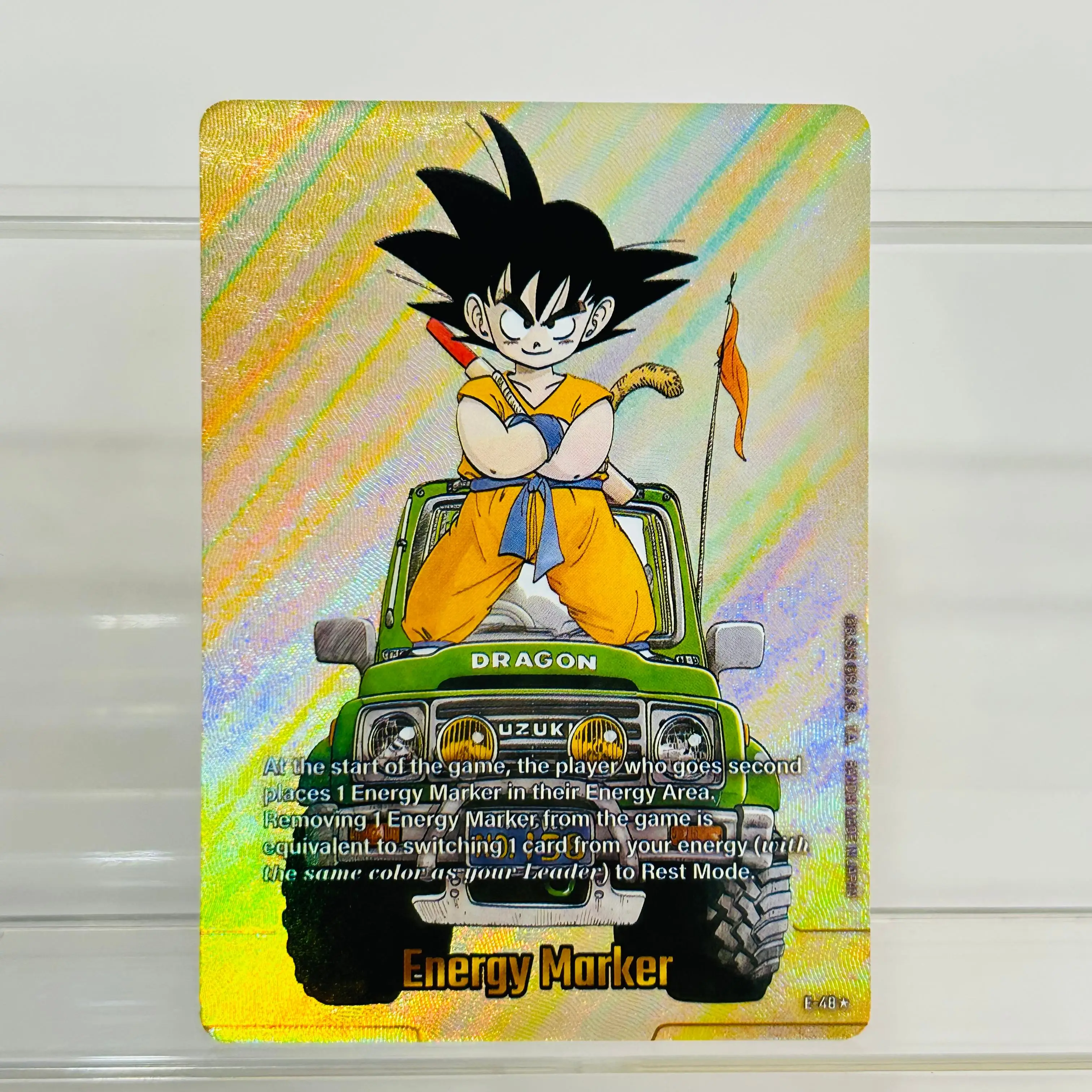 

Dragon Ball E-48 Kid Goku DIY Energy Marker Card English Version Gold Foil Holographic Texture Premium Anime Collection Card