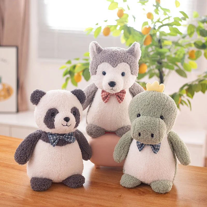 23/30CM Lovely Cartoon Animal Doll Stuffed Sheep Elephant Penguin Dinosaur Husky Shiba Inu Rabbit Soft Baby Toys Accompany Gift