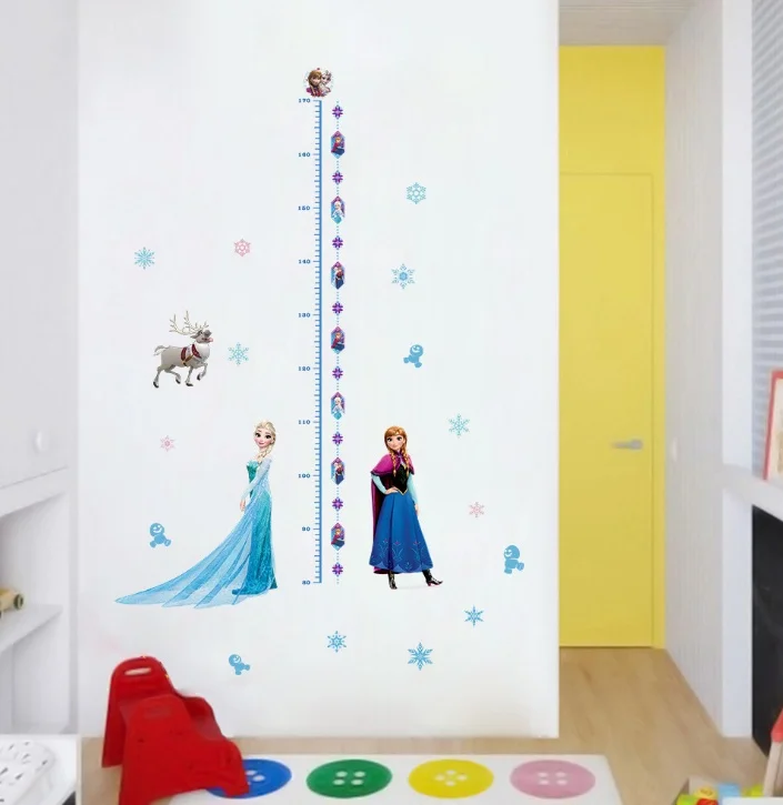 Disney Ice and Snow Princess Wall Sticker Children's Room Ice and Snow Romance Background Decoration Painting Height Sticker