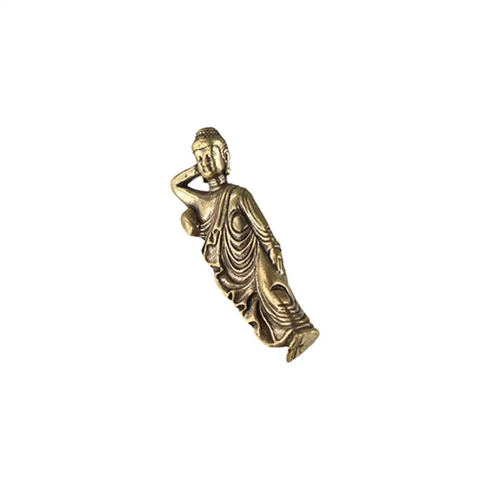 Creative Mini Shakyamuni Buddha Ornament Pure Copper Retro Lying Shakyamuni Miniatures Attractive Brass Buddha Statue Tabletop