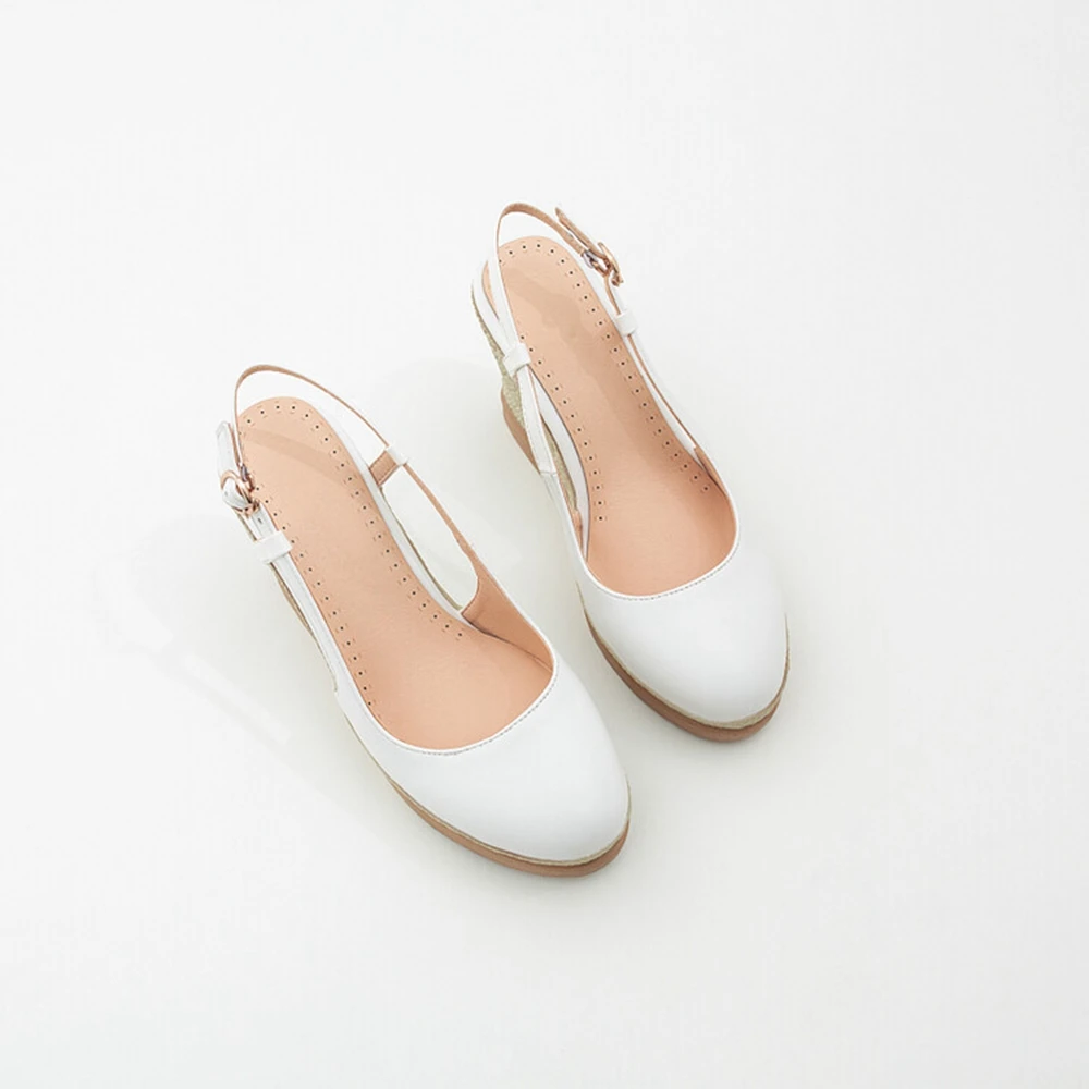 Sandalias de cuña con correa en T para mujer, color negro, blanco, rosa, con punta cerrada, plataforma, alpargatas, zapatos informales, tallas grandes 32-44 20-55