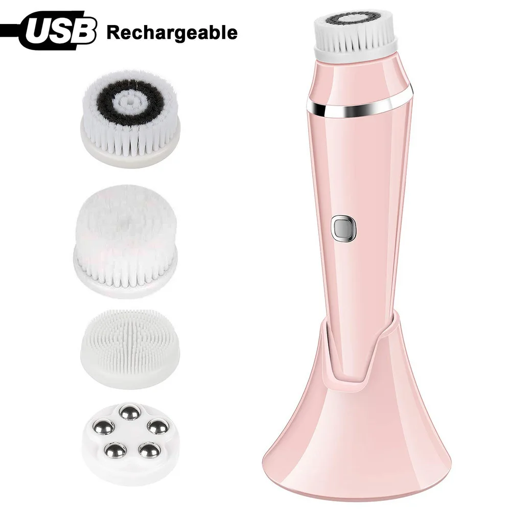 Escova de Limpeza Facial Elétrica Rotativa, Massageadora, para Limpeza de Poros, com Cerdas Macias, Aparelho de Limpeza Elétrico