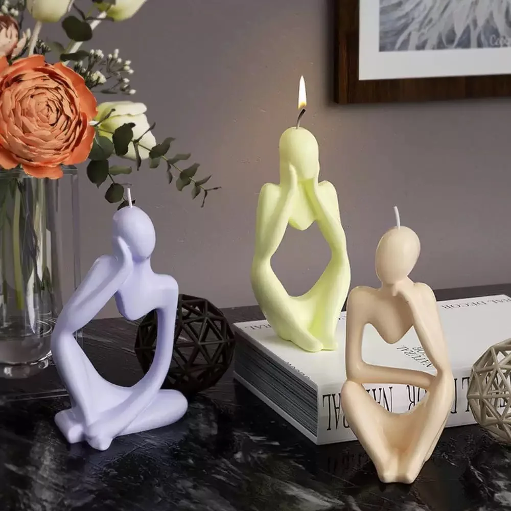 

3D Силиконовая форма для статуи мыслителя - абстрактная форма для литья из смолы для портрета тела для домашнего декора, фигурки, легко снимается, современное искусство Cra