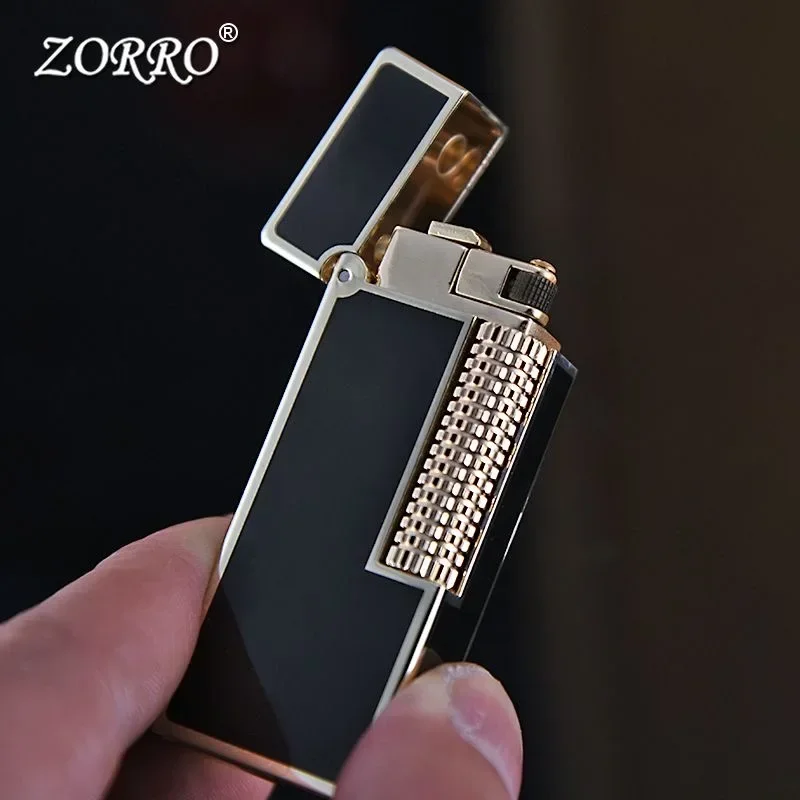 ZORRO Narrow Edition Resin Process Kerosene Lighter Mechanical Assisted Cover Opening Side Sliding Ignition High Grade Gadgets