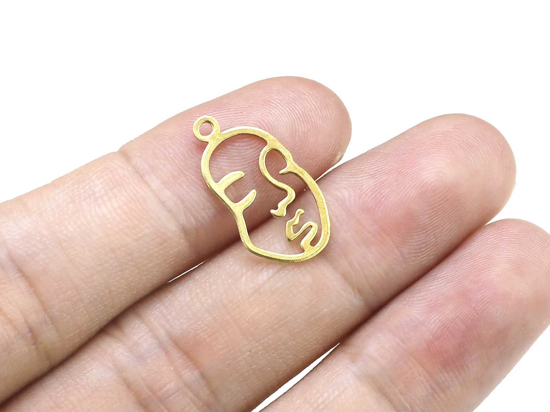 

30pcs Tiny Face Earring Charms, Brass Findings, 20x11mm, Necklace Pendant, Jewelry Making Supplies R489