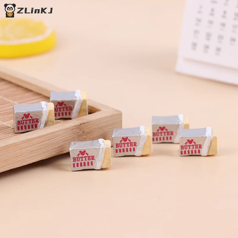 ▶6Pcs Simulation Food Butter Miniature Pretend Play Kitchen Diy Bread Set Toy Breakfast Tableware Doll House Accessories