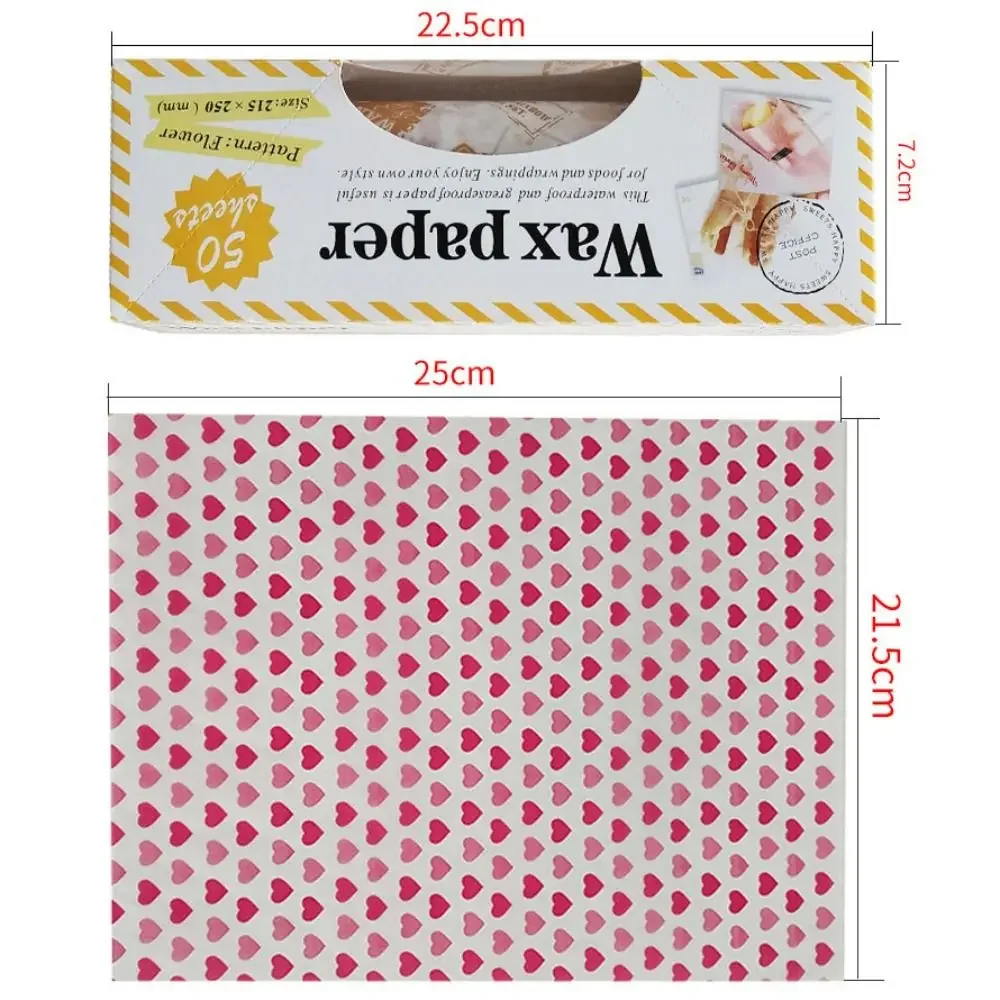 50 Sheets of Eco-Friendly Food-Grade Wax Paper, Food Packaging Paper for Bread, Sandwiches, Hamburgers, and French Fries