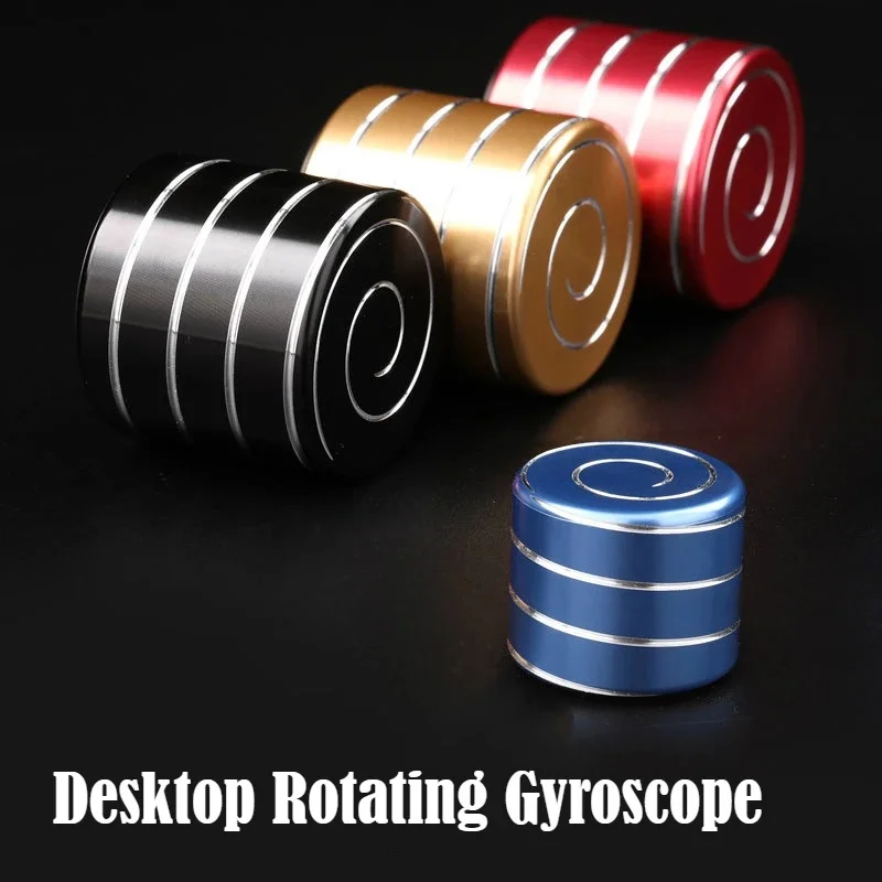 Cylindrical Gyroscope Desktop Decompression Rotating Aluminum Alloy Office Desk Fidget Gift Optical Illusion Flowing Finger Toy